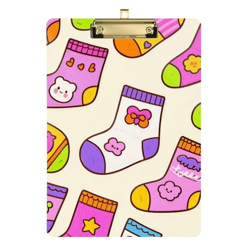 Niedliche Cartoon-Socken, A4-Klemmbrett, Ordner, hängendes Klemmbrett-Halter, wasserdicht, für Volleyball, Baseball, Trainer, Tablas para escribir Größe 9 x 12 von Amooorous