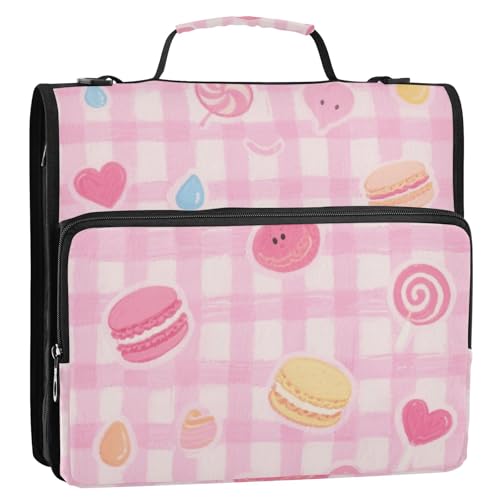Niedliche rosa süße Charakterlinien, 3 Ringe, 3,8 cm, Schul-Reißverschluss-Mappe mit Riemen, mehrere Taschen, Reißverschluss-Portfolio, geeignet für Mittelschule, Carpeta de Cremallera Niedliche rosa süße Charakterlinien, 3 Ringe, 3,8 cm, Schul-Reißverschluss-Mappe mit Riemen, mehrere Taschen, Reißverschluss-Portfolio, geeignet für Mittelschule, Carpeta de Cremallera von Amooorous