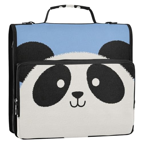 Niedlicher Cartoon-Panda-Ordner mit 3 Ringen, Reißverschluss, mit Griff und abnehmbarem Schultergurt, mehrere Taschen, Dokumenten-Organizer-Tasche für Mittelschüler, Paquete de gestión de documentos von Amooorous