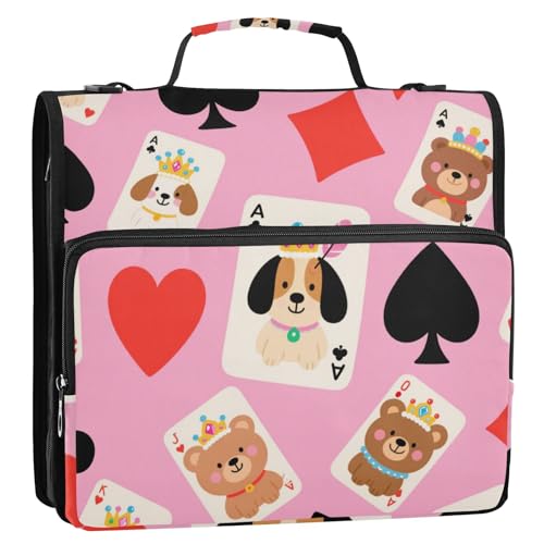 Niedlicher Cartoon-Poker-Hund, 3 Ringe, 3,8 cm, Reißverschluss, mit Griff und abnehmbarem Schultergurt, mehrere Taschen, Dokumentenmappe, Organizer für Mittelschule, Clip de Cremallera escolar Niedlicher Cartoon-Poker-Hund, 3 Ringe, 3,8 cm, Reißverschluss, mit Griff und abnehmbarem Schultergurt, mehrere Taschen, Dokumentenmappe, Organizer für Mittelschule, Clip de Cremallera escolar von Amooorous