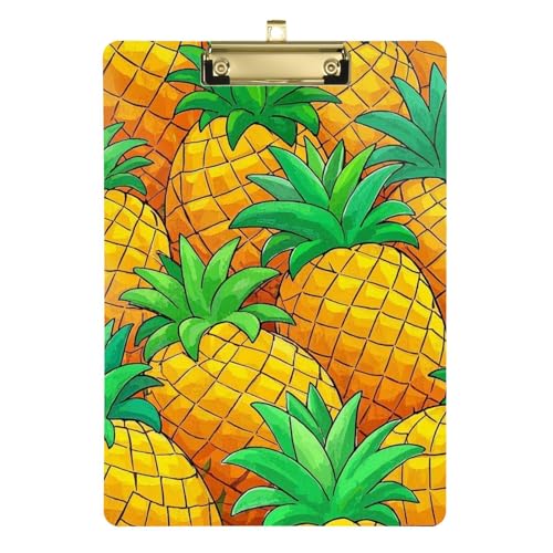 Niedliches Cartoon-Klemmbrett mit Früchten, Ananas, A4, Glitzer, schmal, Kunststoff, für das erste Jahr, Lehrer, Must Haves Tabla para escribir Größe 22,9 x 30,5 cm von Amooorous