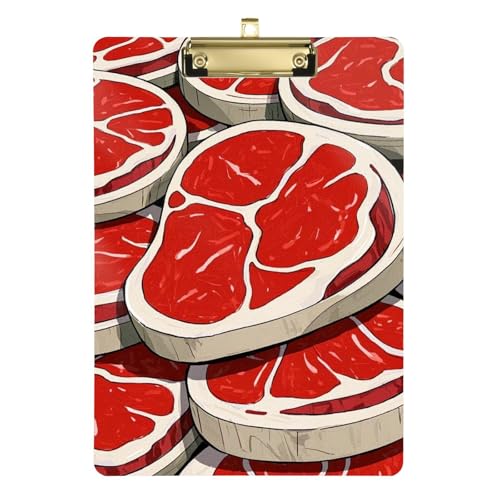 Niedliches Cartoon-Lebensmittelsteak, A4-Klemmbrett, Portfolio, Aktenordner, Klemmbrett, Briefgröße, Hartplatte für Klassenzimmer, Zubehör für Lehrer, Elementartabellen, Para Escribir, Größe 22,9 x Niedliches Cartoon-Lebensmittelsteak, A4-Klemmbrett, Portfolio, Aktenordner, Klemmbrett, Briefgröße, Hartplatte für Klassenzimmer, Zubehör für Lehrer, Elementartabellen, Para Escribir, Größe 22,9 x von Amooorous