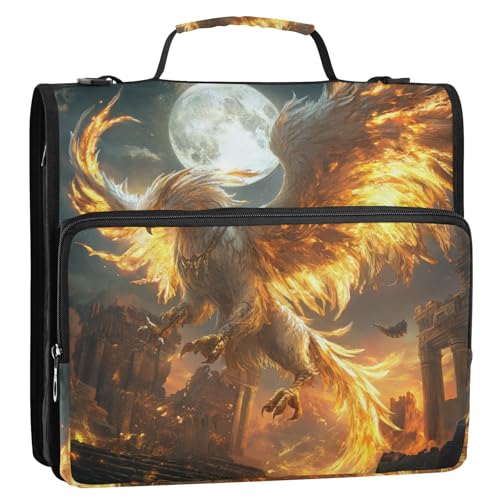 Orange Cool Flame Phoenix 3,8 cm 3-Ring-Ordner mit extra Taschen mit Griff und abnehmbarem Schultergurt, Laege-Kapazität, Dokumentenaufbewahrung, Aufbewahrungstasche für Mittelschule, Carpeta con Orange Cool Flame Phoenix 3,8 cm 3-Ring-Ordner mit extra Taschen mit Griff und abnehmbarem Schultergurt, Laege-Kapazität, Dokumentenaufbewahrung, Aufbewahrungstasche für Mittelschule, Carpeta con von Amooorous