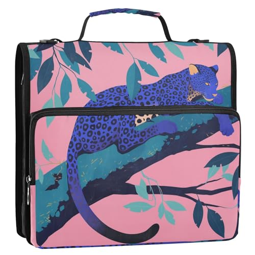 Ordner-Organizer mit 3 Ringen, Cartoon-Motiv, violett, Leopardenmuster, mit Griff, mehrere Taschen, geeignet für Mittelschule, Organisadores de adhesivos escolares Ordner-Organizer mit 3 Ringen, Cartoon-Motiv, violett, Leopardenmuster, mit Griff, mehrere Taschen, geeignet für Mittelschule, Organisadores de adhesivos escolares von Amooorous