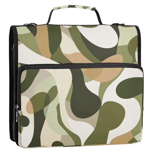 Ordner-Organizer mit 3 Ringen und Gurt, mehrere Taschen, Schulordner, Organizer für Mittelschule, Cartera con Cremallera, Camouflage, Grün / Weiß, 3,8 cm Ordner-Organizer mit 3 Ringen und Gurt, mehrere Taschen, Schulordner, Organizer für Mittelschule, Cartera con Cremallera, Camouflage, Grün / Weiß, 3,8 cm von Amooorous