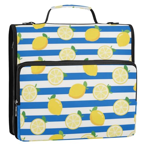 Ordner-Organizer mit Griff, 3 Ringe, 3,8 cm, Blau / Weiß gestreift, mit Griff, wasserdicht, für Büro, Schule, Carpeta del organizador von Amooorous