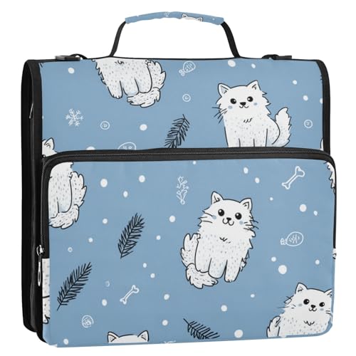 Ordner-Organizer mit niedlichem Cartoon-Katzen-Motiv, 3 Ringe, Reißverschluss, mit Schultergurt, Kapazität für Dokumente, Büro, Schule, Carpeta del organizador Ordner-Organizer mit niedlichem Cartoon-Katzen-Motiv, 3 Ringe, Reißverschluss, mit Schultergurt, Kapazität für Dokumente, Büro, Schule, Carpeta del organizador von Amooorous