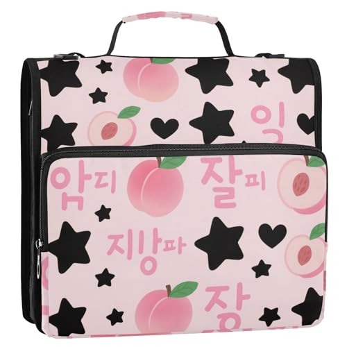 Ordner im koreanischen Stil, 3 Ringe, 3,8 cm, mit Reißverschluss, mit Griff und abnehmbarem Schultergurt, leicht zu transportieren, Dokumentenmappe, Organizer, geeignet für Mittelschule, Clip de Ordner im koreanischen Stil, 3 Ringe, 3,8 cm, mit Reißverschluss, mit Griff und abnehmbarem Schultergurt, leicht zu transportieren, Dokumentenmappe, Organizer, geeignet für Mittelschule, Clip de von Amooorous
