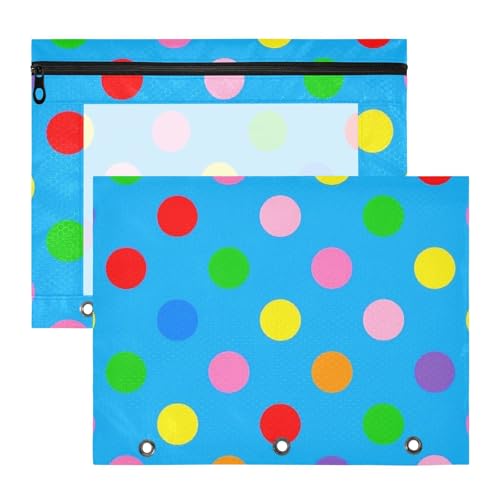 Ordner mit 3 Ringen für 3 Ringe, 2 Stück, für Lehrer, Klasse, Cartoon, bunte Punkte, Blau Ordner mit 3 Ringen für 3 Ringe, 2 Stück, für Lehrer, Klasse, Cartoon, bunte Punkte, Blau von Amooorous