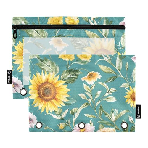 Ordner mit 3 Ringen und transparentem Fenster, Blumen, Sonnenblumen, Nelken, Ringordner mit Taschen mit Reißverschluss, verstärkte Ösen, Taschen, 3-fach gelocht, für Klassenzimmer, Schule, Bürobedarf Ordner mit 3 Ringen und transparentem Fenster, Blumen, Sonnenblumen, Nelken, Ringordner mit Taschen mit Reißverschluss, verstärkte Ösen, Taschen, 3-fach gelocht, für Klassenzimmer, Schule, Bürobedarf von Amooorous