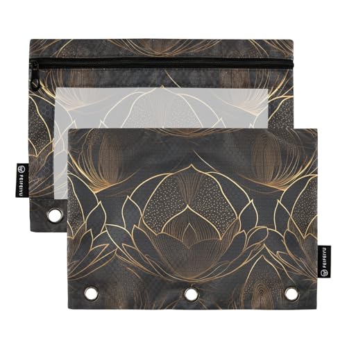 Ordner mit 3 Ringen und transparentem Fenster, Vintage-Blume in Schwarz und Gold, Ringordner mit Taschen in verschiedenen Farben, 3-Loch-Ordner für Klassenzimmer, Schule, Bürobedarf, mehrfarbig, 2 Ordner mit 3 Ringen und transparentem Fenster, Vintage-Blume in Schwarz und Gold, Ringordner mit Taschen in verschiedenen Farben, 3-Loch-Ordner für Klassenzimmer, Schule, Bürobedarf, mehrfarbig, 2 von Amooorous