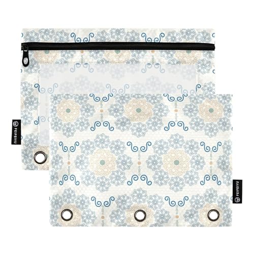 Ordner mit Reißverschluss und transparentem Fenster, Blau und Grau, Vintage-Blumenmuster, Ringordner mit Taschen, groß und stabil, 3-fach gelocht, zur Aufbewahrung von Schul- und Bürobedarf Ordner mit Reißverschluss und transparentem Fenster, Blau und Grau, Vintage-Blumenmuster, Ringordner mit Taschen, groß und stabil, 3-fach gelocht, zur Aufbewahrung von Schul- und Bürobedarf von Amooorous