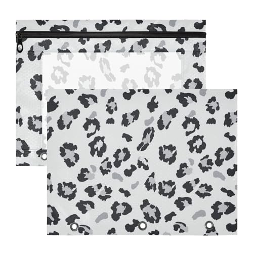 Ordner mit glatten Reißverschlüssen, 3-Loch-Tasche für A4-Papier, Briefe, 2 Stück, Lehrerklasse, Leopardenmuster Ordner mit glatten Reißverschlüssen, 3-Loch-Tasche für A4-Papier, Briefe, 2 Stück, Lehrerklasse, Leopardenmuster von Amooorous