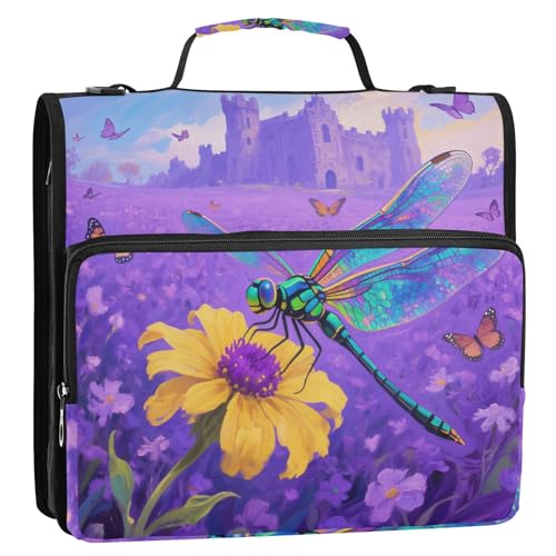 Ordnertasche mit 3 Ringen, mit Reißverschluss, 3,8 cm, mit Gurt, Portfolio, Organizer für Büro, Schule, Carpeta con cremallera von Amooorous