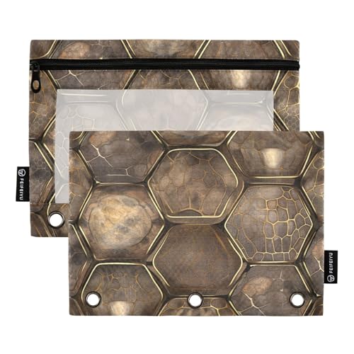 Ordnertaschen mit 3 Ringen mit transparentem Fenster, braune Schildkrötenschalen-Textur, Ringordner mit Taschen mit Reißverschluss, verstärkte Ösen, Taschen, 3-fach gelocht, für Schule, Büro und Ordnertaschen mit 3 Ringen mit transparentem Fenster, braune Schildkrötenschalen-Textur, Ringordner mit Taschen mit Reißverschluss, verstärkte Ösen, Taschen, 3-fach gelocht, für Schule, Büro und von Amooorous