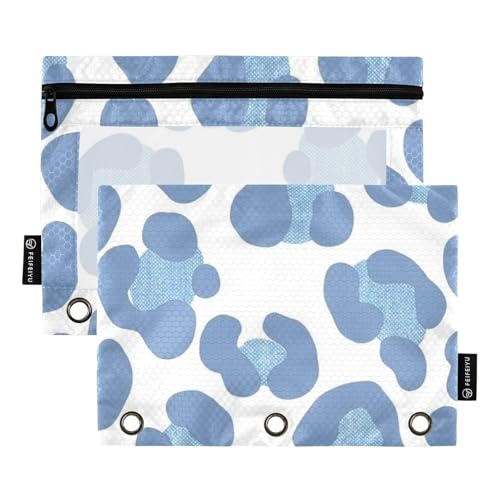 Ordnertaschen mit transparentem Fenster, Denimblau, Leopardenmuster, Ringordner mit Taschen, großes Fassungsvermögen, 3 Ringe, für Klassenzimmer, Schule, Bürobedarf, mehrfarbig, 2 Stück Ordnertaschen mit transparentem Fenster, Denimblau, Leopardenmuster, Ringordner mit Taschen, großes Fassungsvermögen, 3 Ringe, für Klassenzimmer, Schule, Bürobedarf, mehrfarbig, 2 Stück von Amooorous