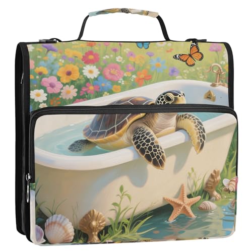 Organizer für 3 Ringe, Motiv: Badeschildkröte, mit Griff, mehrere Fächer, Dokumenten-Aufbewahrungstasche, geeignet für Mittelschule, Organizer de la Carpeta, Grün Organizer für 3 Ringe, Motiv: Badeschildkröte, mit Griff, mehrere Fächer, Dokumenten-Aufbewahrungstasche, geeignet für Mittelschule, Organizer de la Carpeta, Grün von Amooorous