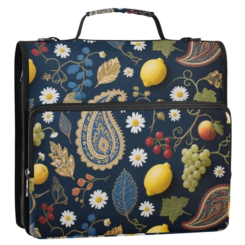 Paisleymuster mit 3 Ringen, 3,8 cm, Organizer mit Griff, leicht zu transportieren, Dokumenten-Organizer, Tasche für Mittelschule, Encuadernador de Cremallera von Amooorous