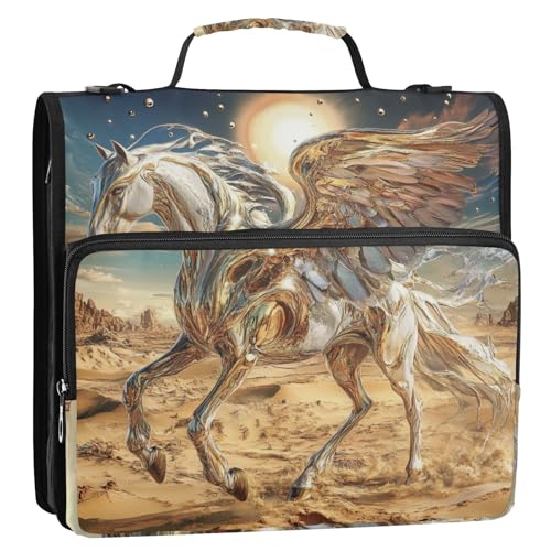 Pegasus Metallischer Ringordner mit 3 Ringen, 3,8 cm, mit Riemen, inklusive Reißverschlusstasche, Portfolio-Organizer für Schule/Büro, Carpeta con cremallera Pegasus Metallischer Ringordner mit 3 Ringen, 3,8 cm, mit Riemen, inklusive Reißverschlusstasche, Portfolio-Organizer für Schule/Büro, Carpeta con cremallera von Amooorous