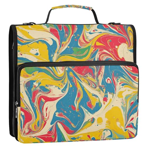 Pop-Art-Ordner im Retro-Batikmuster, 3 Ringe, 3,8 cm, mit Reißverschluss und Riemen, mehrere Taschen, Dokumentenmappe, Organizer für Mittelschüler, Organisadores de suministros escolares Pop-Art-Ordner im Retro-Batikmuster, 3 Ringe, 3,8 cm, mit Reißverschluss und Riemen, mehrere Taschen, Dokumentenmappe, Organizer für Mittelschüler, Organisadores de suministros escolares von Amooorous