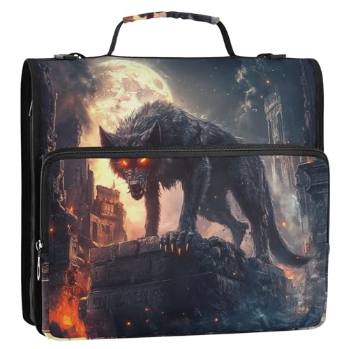 Red Cool Flame Wolf 3 Ringe 3,8 cm Ordner mit extra Taschen mit Griff und abnehmbarem Schultergurt Laege Kapazität Schulordner Organizer für Schule Organizador de la carpeta Red Cool Flame Wolf 3 Ringe 3,8 cm Ordner mit extra Taschen mit Griff und abnehmbarem Schultergurt Laege Kapazität Schulordner Organizer für Schule Organizador de la carpeta von Amooorous