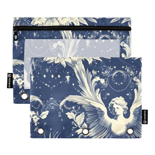 Reißverschluss für 3 Ringbücher mit klarem Fenster blau und weiß retro Blume Engel weichen Federmäppchen mit Reißverschluss verstärkte Ösen Federmäppchen 3 Ringe für Bürobedarf mehrfarbig 2 Stück Reißverschluss für 3 Ringbücher mit klarem Fenster blau und weiß retro Blume Engel weichen Federmäppchen mit Reißverschluss verstärkte Ösen Federmäppchen 3 Ringe für Bürobedarf mehrfarbig 2 Stück von Amooorous
