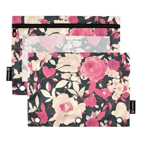 Reißverschluss für 3 Ringbücher mit klarem Fenster rot und weiß Valentinstag romantische Rosen Federmäppchen mit Reißverschluss transparenten Fenstern und Ösen Taschen 3 Löcher für Schule, Büro und Reißverschluss für 3 Ringbücher mit klarem Fenster rot und weiß Valentinstag romantische Rosen Federmäppchen mit Reißverschluss transparenten Fenstern und Ösen Taschen 3 Löcher für Schule, Büro und von Amooorous