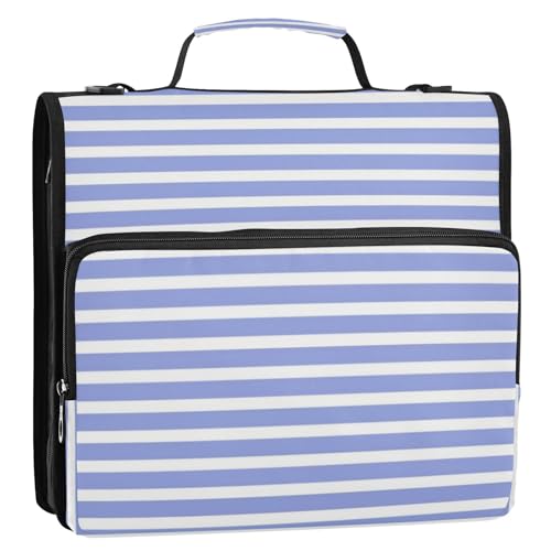 Ringbuch-Organizer mit 3 Ringen, Blau und Weiß, gestreift, 3,8 cm, mit Riemen, inklusive Reißverschlusstasche, Dokumenten-Organizer-Tasche für Schule/Büro, Clip de Cremallera escolar Ringbuch-Organizer mit 3 Ringen, Blau und Weiß, gestreift, 3,8 cm, mit Riemen, inklusive Reißverschlusstasche, Dokumenten-Organizer-Tasche für Schule/Büro, Clip de Cremallera escolar von Amooorous