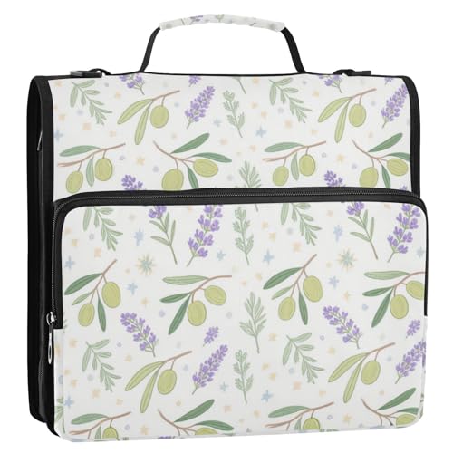 Ringbuch-Organizer mit Griff und abnehmbarem Schultergurt, Schulbedarf, Organizer für Mittelschüler, 3,8 cm, Lavendel, Olivgrün, 3,8 cm, Encuadernador de Cartera von Amooorous