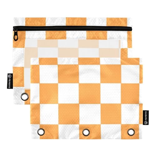 Ringbuch mit 3 Ringen mit transparentem Fenster, orange und weiß, amerikanische karierte Ringe, Federmäppchen mit Reißverschluss, verstärkte Ösen, 3 Ringe, Ordner zur Aufbewahrung von Schul- und Ringbuch mit 3 Ringen mit transparentem Fenster, orange und weiß, amerikanische karierte Ringe, Federmäppchen mit Reißverschluss, verstärkte Ösen, 3 Ringe, Ordner zur Aufbewahrung von Schul- und von Amooorous