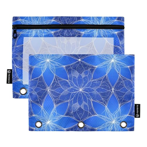 Ringbuch mit 3 Ringen und transparentem Fenster, blaue Blumen, Federmäppchen, transparentes Fenster und Ösen, 3 Ringe, Ordner für Klassenzimmer, Schule, Bürobedarf, mehrfarbig, 2 Stück Ringbuch mit 3 Ringen und transparentem Fenster, blaue Blumen, Federmäppchen, transparentes Fenster und Ösen, 3 Ringe, Ordner für Klassenzimmer, Schule, Bürobedarf, mehrfarbig, 2 Stück von Amooorous
