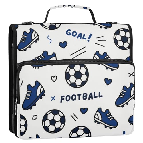 Ringbuch mit Reißverschluss und Schulterriemen, Motiv: Fußballtor-Herzmuster, 3 Ringe, wasserdicht, Portfolio-Organizer für Schule/Büro, Clip de Cremallera Resistente Ringbuch mit Reißverschluss und Schulterriemen, Motiv: Fußballtor-Herzmuster, 3 Ringe, wasserdicht, Portfolio-Organizer für Schule/Büro, Clip de Cremallera Resistente von Amooorous