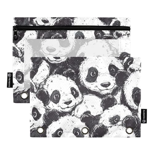 Ringbuch mit transparentem Fenster, Cartoon, niedliches schwarz-weißes Panda-Ordner, Federmäppchen mit Reißverschluss, verstärkte Ösen, 3 Ringe, Ordner für Schule, Büro und Zuhause, mehrfarbig, 2 Ringbuch mit transparentem Fenster, Cartoon, niedliches schwarz-weißes Panda-Ordner, Federmäppchen mit Reißverschluss, verstärkte Ösen, 3 Ringe, Ordner für Schule, Büro und Zuhause, mehrfarbig, 2 von Amooorous