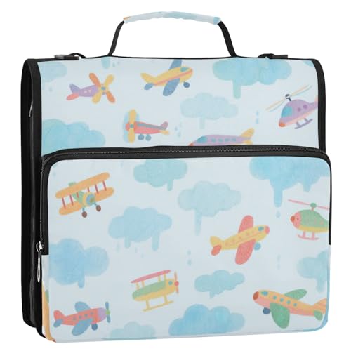 Schönes, buntes Flugzeug mit 3 Ringen, 3,8 cm, Organizer mit Griff, mehrere Taschen, Dokumentenmappe, Organizer für Schule und Büro, Clip de Cremallera escolar Schönes, buntes Flugzeug mit 3 Ringen, 3,8 cm, Organizer mit Griff, mehrere Taschen, Dokumentenmappe, Organizer für Schule und Büro, Clip de Cremallera escolar von Amooorous