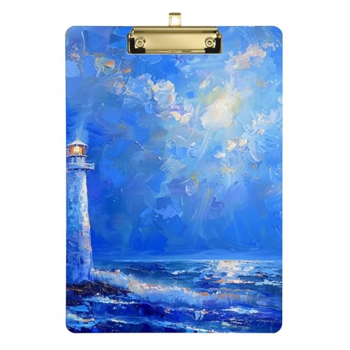 Sea Lighthouse A4 EKG-Klemmbrett Skinny Klemmbretter Kunststoff für Klassenzimmer Zubehör für Lehrer Elementary Tablas para escribir Größe 9 x 12 von Amooorous