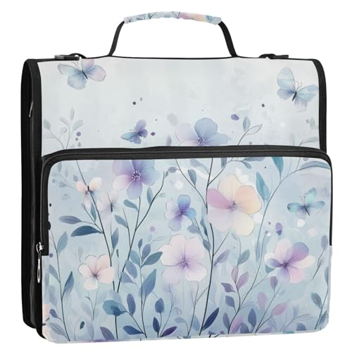 Simple Fresh Blue Flower Bloom 3 Ringe Organizer Ordner mit Gurt Laege Kapazität Dokument Organizer Tasche für Schule Clip de Cremallera Simple Fresh Blue Flower Bloom 3 Ringe Organizer Ordner mit Gurt Laege Kapazität Dokument Organizer Tasche für Schule Clip de Cremallera von Amooorous