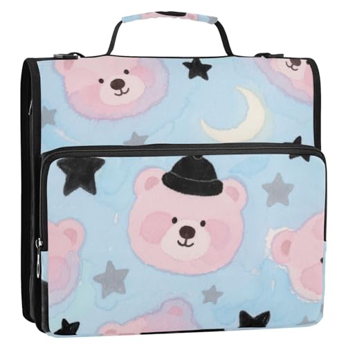 Süßer Cartoon-Bär, 3,8 cm, 3 Ringe, Ordner mit Reißverschluss und Griff, einfach zu tragen, Schulbedarf, Organizer für Mittelschule, Cartera Portátil Süßer Cartoon-Bär, 3,8 cm, 3 Ringe, Ordner mit Reißverschluss und Griff, einfach zu tragen, Schulbedarf, Organizer für Mittelschule, Cartera Portátil von Amooorous