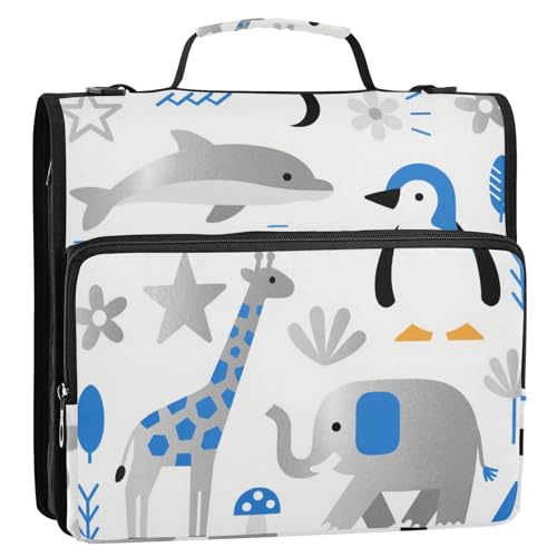 Süßer blau-grauer Wal-Pinguin, 3,8 cm, 3 Ringe, Schul-Reißverschluss, Ordner mit Schultergurt und Griff, mehrere Taschen, tragbar, für Zuhause, Reisen, sichere Aufbewahrungstasche für Mittelschule Süßer blau-grauer Wal-Pinguin, 3,8 cm, 3 Ringe, Schul-Reißverschluss, Ordner mit Schultergurt und Griff, mehrere Taschen, tragbar, für Zuhause, Reisen, sichere Aufbewahrungstasche für Mittelschule von Amooorous
