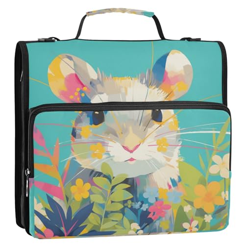 Süßes Cartoon-Pop-Art-Chinchilla-Ordner mit 3 Ringen und 3,8 cm, mit Reißverschluss und Griff und abnehmbarem Schultergurt, wasserdichte Dokumenten-Aufbewahrungstasche, geeignet für Mittelschule Süßes Cartoon-Pop-Art-Chinchilla-Ordner mit 3 Ringen und 3,8 cm, mit Reißverschluss und Griff und abnehmbarem Schultergurt, wasserdichte Dokumenten-Aufbewahrungstasche, geeignet für Mittelschule von Amooorous