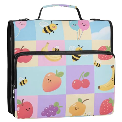 Süßes buntes Obstgitter, 3,8 cm, 3-Ringbuch mit extra Taschen und Riemen, mehrere Taschen, Schulordner, Organizer für Schule/Büro, Clip de Cremallera Resistente Süßes buntes Obstgitter, 3,8 cm, 3-Ringbuch mit extra Taschen und Riemen, mehrere Taschen, Schulordner, Organizer für Schule/Büro, Clip de Cremallera Resistente von Amooorous