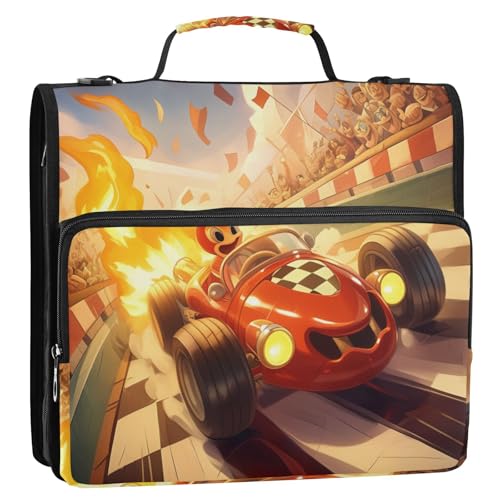 Verspielter Cartoon-Rennwagen mit Flammen, 3,8 cm, 3 Ringe, Schulreißverschluss, Ordner mit Schultergurt, wasserdicht, Schulordner, Organizer für Schule, Organisadores de adhesivos escolares Verspielter Cartoon-Rennwagen mit Flammen, 3,8 cm, 3 Ringe, Schulreißverschluss, Ordner mit Schultergurt, wasserdicht, Schulordner, Organizer für Schule, Organisadores de adhesivos escolares von Amooorous