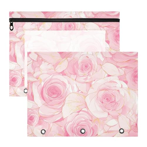 Vielzweck 3 Locher für A4 Papier Brief 2 Pack Studenten Büro Rosa Romantische Rose Blumen von Amooorous