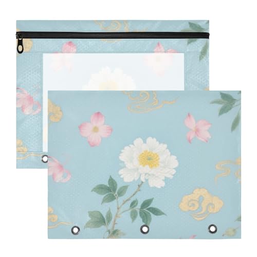 Vielzwecktasche mit 3 Löchern, für A4-Papier, Briefe, 2 Stück, Lehrerklasse, japanische Kirschblütenwolken Vielzwecktasche mit 3 Löchern, für A4-Papier, Briefe, 2 Stück, Lehrerklasse, japanische Kirschblütenwolken von Amooorous