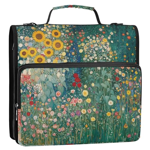 Vintage Frühlingsblumengarten-Illustration, 3,8 cm, 3 Ringe, stabiler Reißverschluss, Ordner mit Schultergurt, mehrere Taschen, Dokumenten-Aufbewahrungstasche für Büro, Schule, Organisadores de Vintage Frühlingsblumengarten-Illustration, 3,8 cm, 3 Ringe, stabiler Reißverschluss, Ordner mit Schultergurt, mehrere Taschen, Dokumenten-Aufbewahrungstasche für Büro, Schule, Organisadores de von Amooorous