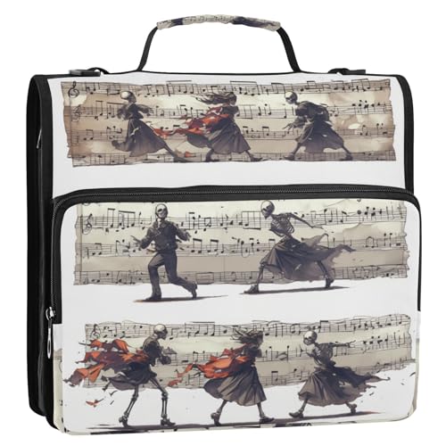 Vintage Schwarz Weiß Skelett Tänzerin Musikpartitur 3,8 cm 3-Ringe Ordner Organizer mit Schultergurt leicht zu tragen Dokument Organizer für Schule/Büro Encuadernador de Cartera Vintage Schwarz Weiß Skelett Tänzerin Musikpartitur 3,8 cm 3-Ringe Ordner Organizer mit Schultergurt leicht zu tragen Dokument Organizer für Schule/Büro Encuadernador de Cartera von Amooorous