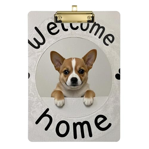 Welcome Home Klemmbrett mit niedlichem Cartoon-Hund, A4, Polizeiticket, Ordner, Klemmbretter, Acryl, niedlich, für Krankenschwestern, Heimunternehmer, Tabla para escribir Größe 22,9 x 30,5 cm Welcome Home Klemmbrett mit niedlichem Cartoon-Hund, A4, Polizeiticket, Ordner, Klemmbretter, Acryl, niedlich, für Krankenschwestern, Heimunternehmer, Tabla para escribir Größe 22,9 x 30,5 cm von Amooorous