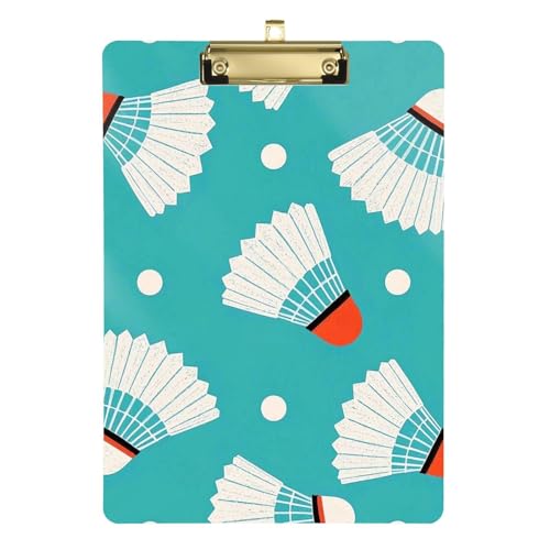 White Energy Badminton A4 Klemmbrett Ordner Mini Klemmbrett Niedlich Transparent für Volleyball Baseball Trainer Tabla para escribir Größe 9 x 12 von Amooorous