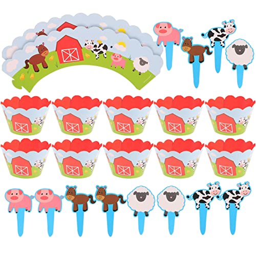 24 STÜCKE Bauernhof Thema Kuchen Cupcake Wrappers Kuchen Topper Set DIY Kuchen Dekorationen Geburtstag Party Favors 24 STÜCKE Bauernhof Thema Kuchen Cupcake Wrappers Kuchen Topper Set DIY Kuchen Dekorationen Geburtstag Party Favors von Amosfun