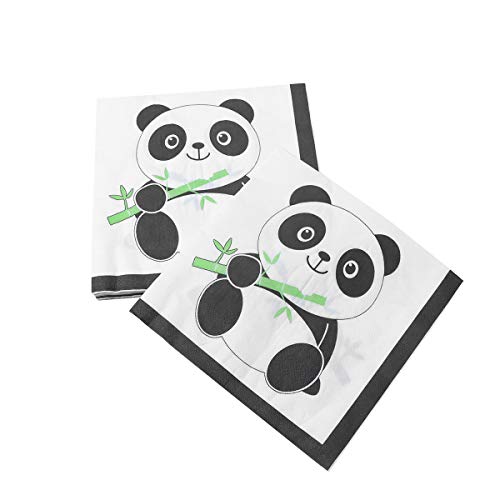 40 Stück Panda-Priting-Servietten, bezaubernde Gesichtstücher, Papiertücher für Party, Bankett, täglichen Gebrauch, Geburtstagsparty-Zubehör von Amosfun