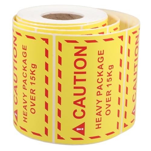 Amosfun 1 Rolle Aufkleber Für Übergewicht Versandetiketten Warnaufkleber Vorsicht Schweres Etikett Schwere Aufkleber Für Den Versand Schwerer Aufkleber Kupferplattenaufkleber Yellow von Amosfun